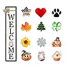 Interchangeable Welcome Sign for Front Porch Standing 45X9 Large with 12 Pcs Replaceable Icons Outdoor Decorations Frame Tall Vertical Outside Farmhouse Rustic Door Decor Black