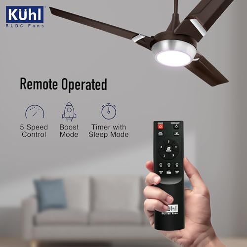 Image of KUHL Juwel J3 1200 mm 65% Power Saving BLDC Ceiling Fan | BEE 5 Star Rated & ISI Marked | High Air Flow | 5 Year Warranty on Motor | Espresso