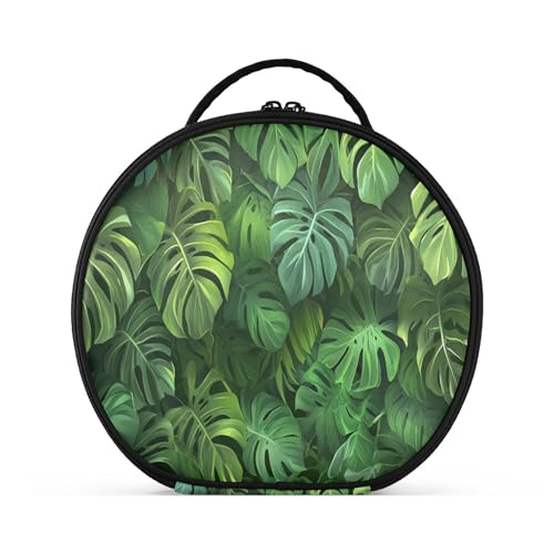 Takiito Tropical Plant Travel Makeup Case Portable Makeup Box Artist Cosmetic Case Organizer With Adjustable Dividers