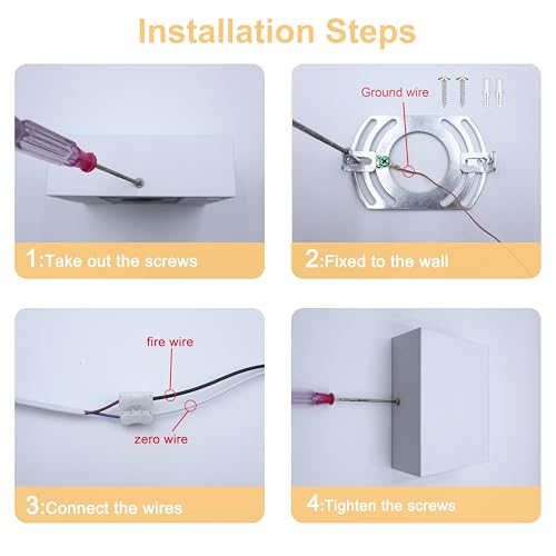 Image of KICAAO LED Wall Sconces Set of Two, 12W Wall Light, White Warm Light 3000K | Hardwired Aluminum Modern Wall Lamp, Up Down Wall Mount Lights for Living Room Hallway Bedroom Decor