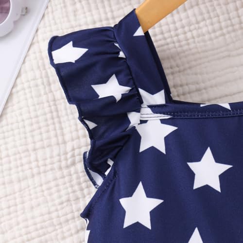 Toddler Girls Summer Dresses Ruffle Sleeveless Square Neck Dinosaur Unicorn Sundress Girls Flutter Sleeve Casual Dress 2T-8T4