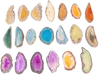 Yardwe Irregular Agate Slice Decor 20PCS Agate Slices Bulk Natural Agate Light Table Slices Agate Stones for Jewelry Making Wind Chime Pendants Decoration Drilled Agate Slices