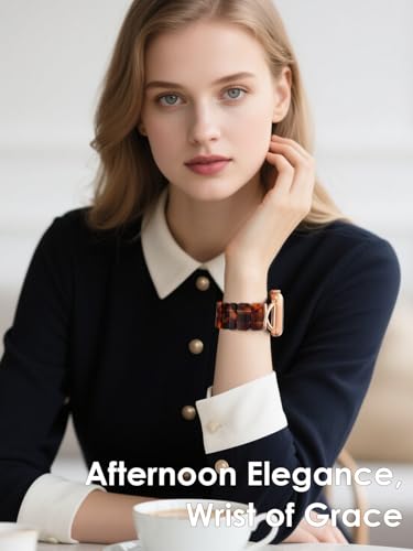 Image of V.R.HOPE Stretchy Resin Apple Watch Band for Series Ultra /10 /9 /8 /7 /SE 38mm 40mm 41mm 42mm Fashion Cute, Lightweight & Flexible, Rectangle Design with iWatch Series 6 /5 /4 /3 /2 /1(Fluorescent White-S)