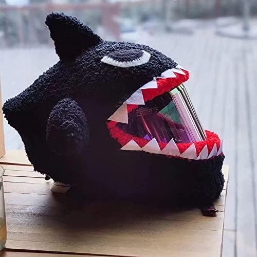 ALLFRA Cute Furry Helmet Cover, Motorcycle Headgear for Outdoor Fun Personalized Riding Motorcycle, Motocross Full Face Helmet,G
