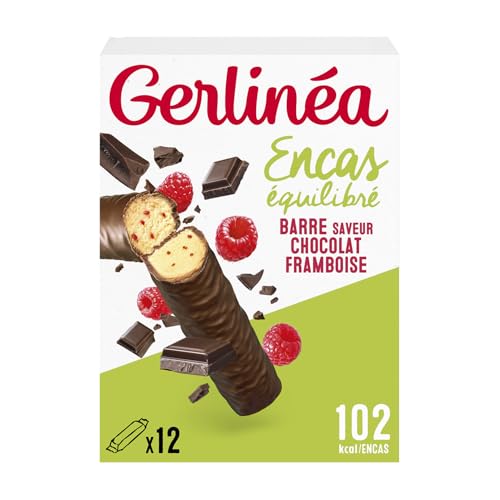GERLINÉA – Barres Protéinées Chocolat Noir Framboise – Encas Équilibré pour Goûter et Petit-Déjeuner – Réduites en Sucre, Sans Huile de Palme –...