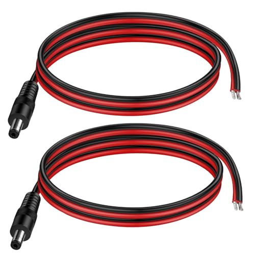 RUNCCI-YUN 2Pcs 5.5 x 2.1mm DC Power Pigtail Cable,12V 10A DC Pigtail Power Connector,14 AWG Connettore 5.5 x 2.1 per telecamera, CCTV, DVR, sistema LED(1m)