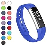 Fcloud Sport Watch Bands Compatible with Fitbit Alta Soft Water Proof Fitness Straps for Women Men ( Blue, Small )