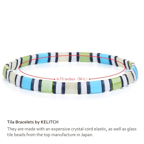 Image of KELITCH Women Stretch Bracelets Pearl Charms Tila Shell Beaded Friendship Bracelet