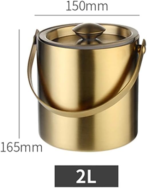 Ice Bucket Ice Bucket with Lid and Ice Tongs Bar KTV Stainless Steel Ice Bucket Double Insulation Ice Grain Barrel Champagne Wine Wine Ice