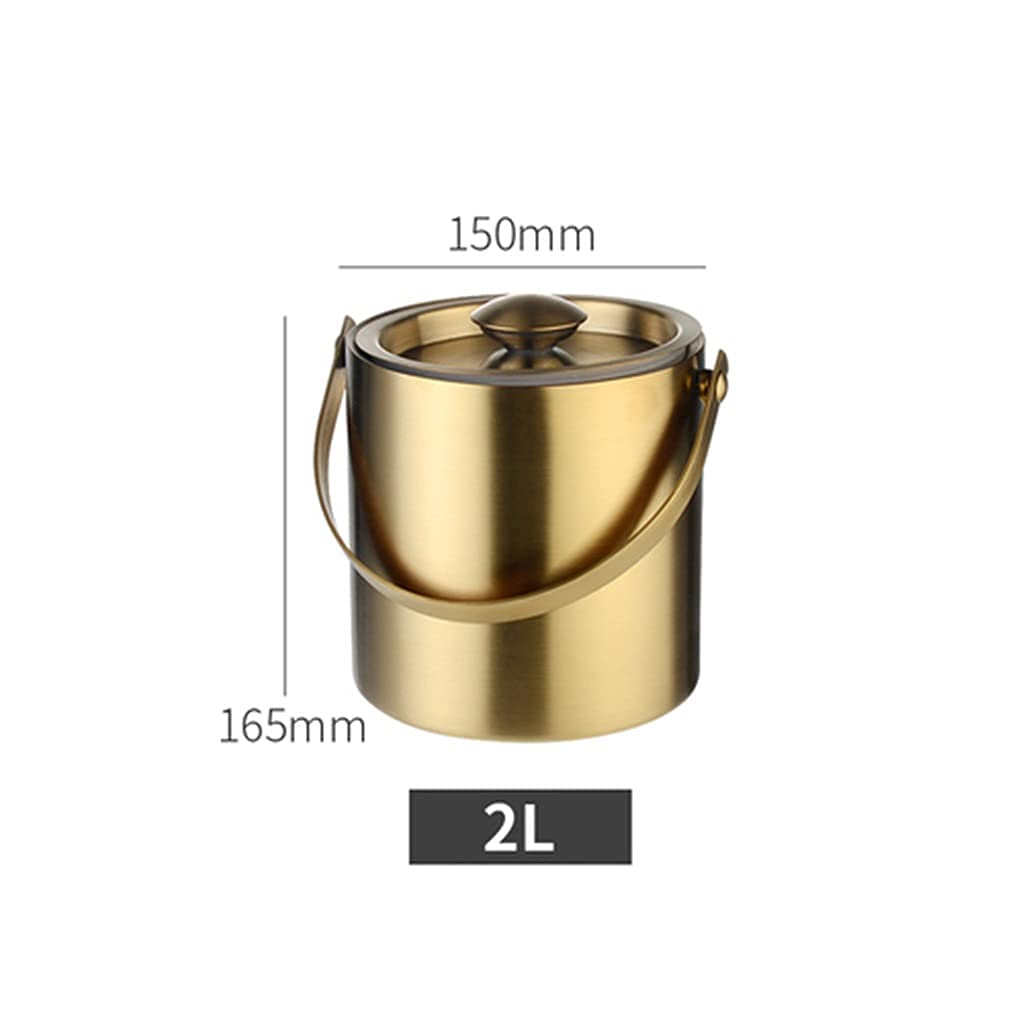 Cubo de Hielo, con Tapa y Pinzas para Hielo, Cubo de Hielo de Acero Inoxidable para Bar KTV, Doble Aislamiento, Barril de Hielo para Vino, champán, Hielo para Vino.
