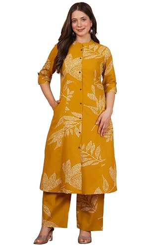 Image of rytras Women Pure Cotton Printed A-Line Kurta Set with Palazzo pants|Ethnic wear|Kurta Set for Women