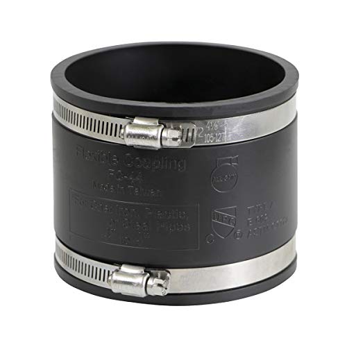 EVERCONNECT 4827 Flexible Pvc Rubber Coupling with Stainless Steel Clamps, 4", Black
