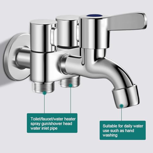 Image of HASTHIP 3 in 1 Flush Wall Faucet with Angle Valve Bathroom Kitchen Tap