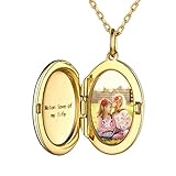 [PROSTEEL] シルバー925 ロケットペンダント 写真入れ 刻印 名入れ ネックレス レディース 金属アレルギー対応 カップル 記念日 ペット 家族 メモリアル 思い出 手元供養 お守り アクセサリー[楕円 ゴールド]