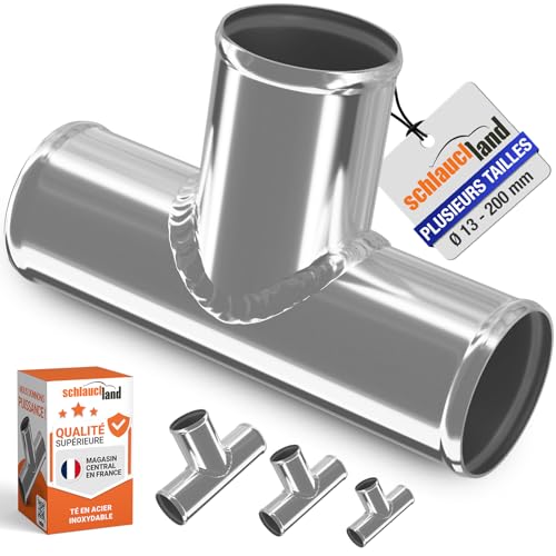 Té T TUBE ACIER INOXYDABLE A2 EXT-Ø 51mm TUYAU | SÉLECTION COULEURS & TAILLES | Raccord Distributeur Adaptateur Durite AISI 304 Alimentaire FDA INOX Universel Eau Air Liquide Voiture Radiateur