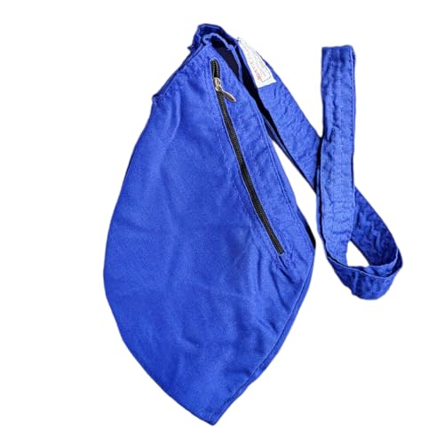 Image of Pure Cotton Chanting Bag or Gomukhi Japa Mala Bag or Cotton Bead Bag with Sakshi Mala Counter (Blue)