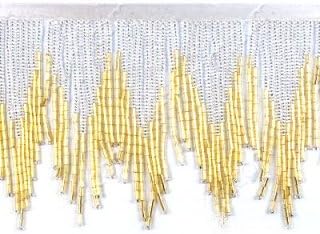 4" Variegated Beaded Fringe by Shine Trim - Silver/Gold