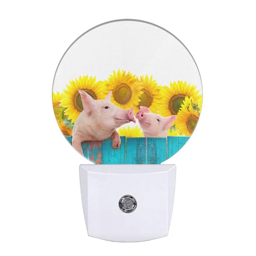 Image of EKOBLA Piggy Night Light, Cute Pink Farm Animal Night Lights Plug Into Wall with Auto On /Off for Home Decor and Kids Gifts