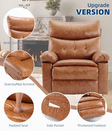 Image of GarveeHome Leather Manual Recliner Chair for Adults - Heat and Massage