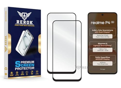 Image of Gorilla Tempered Glass Screen Protector Compatible with Realme P4 [Pack of 2] | Edge-to-Edge, Bubble-Free, Case Friendly, Easy Installation Kit
