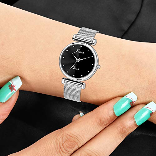 Image of jainx Silver Mesh Chain Analog Women Wrist Watch (Blue /Black /Silver /Pink /Green Color Dial)