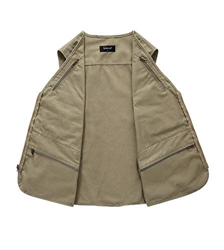 Spanye Men's Outdoor Vest Denim Lightweight Vest Multi-Pocket For Fishing Hunting Jacket With Utility Pockets Beige-Xl #TOP4