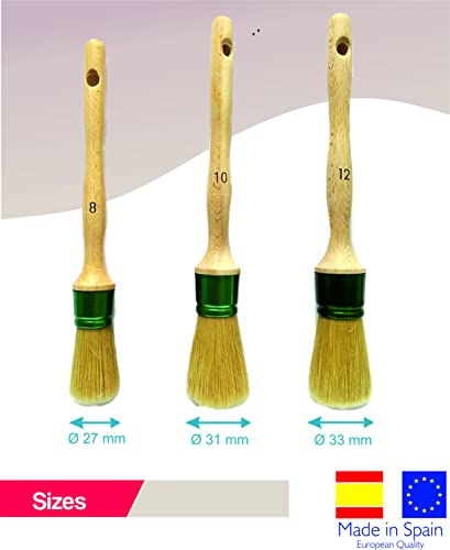 Quercos Runde Malerpinsel mit Holzgriff & Grün Metallzwinge - Rundpinsel - Ringpinsel - Lackpinsel (10)