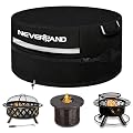 NEVERLAND Fire Pit Cover Round - 36" D X 24" H Firepit Covers for Outdoor Fire Pit 33-36 Inches, 600D Heavy Duty & Waterproof Patio Gas Fire Pit Covers with Air Vent, Handle & Tightening Drawstring
