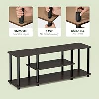 Furinno Turn-N-Tube No Tools 3D 3-Tier Entertainment TV Stand up to 50 inch TV, Round Tubes, Dark Brown / Black — image 6