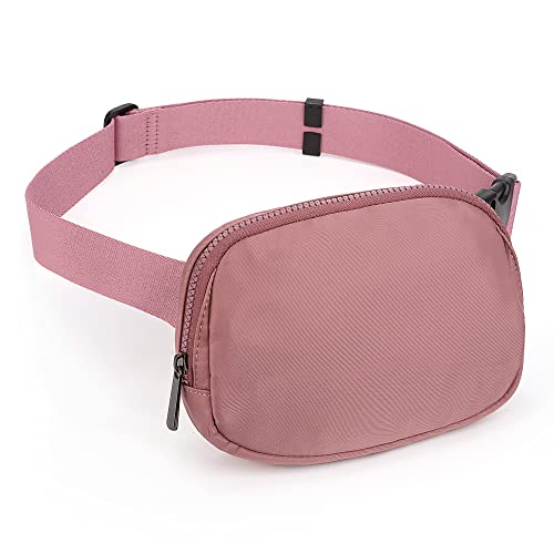 UTO Fanny Pack for Women Men Water-Repellent Nylon Belt Bag Fashion Lightweight Waist Pack with 2 Zipper Pockets 1170 Everywhere Pink