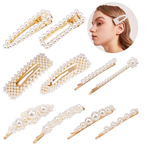 TOBATOBA 10 Pcs Pearls Hair Clip,Large Pearls Hair Barrettes Hair Pins for Women, Headwear Barrette Styling Tools Accessories for Birthday Wedding Mother's Day Gift