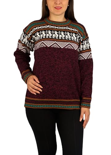 DILUKA Maglione da donna 100% alpaca girocollo, viola., L