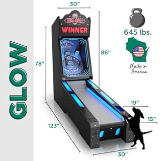 Skee-Ball Glow - Illuminating Arcade Table Machine Game for Home Basement Recreation Room - Nostalgic Classic Fun of Roll and Score - Made in The USA