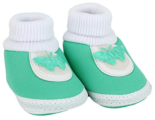 Image of Neska Moda 0 To 6 Months Baby Boys & Girls Cotton Butterfly Slip On Baby Booties
