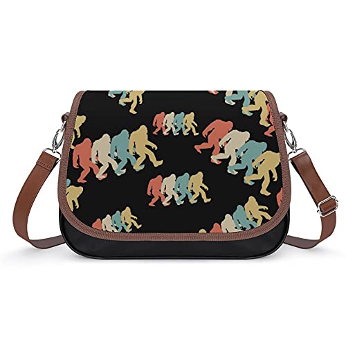 FunnyStar Retro Bigfoot Sasquatch Print Ladies Shoulder Bags Crossbody Messenger Bag Cute Handbag PU Leather