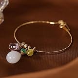 Material: plata ZGRJIUERYI Pulsera De De Ley Mujer, Pulsera De Moda Joker Chapado En Y En Esterlina Hetian Natural Jade Forma Gota Amatista Cera Lady Brazalete Brazalete Prendas Personalizadas Accesori