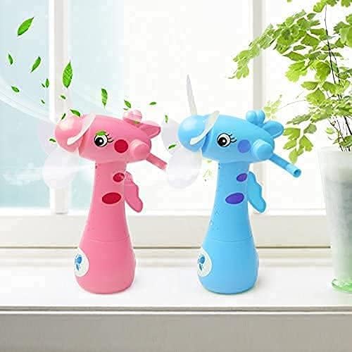 Image of Mini Pocket Small Travel Cute Cartoon Portable Mini Fan with Water Spray for Kids Girls and Boys for Travel Use (Pack of 2)