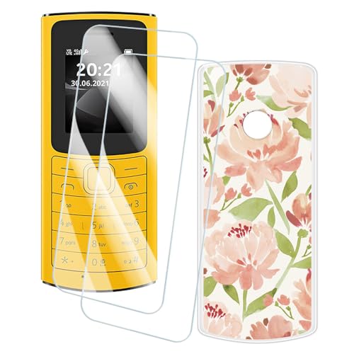 OAGELIM 2�Z�b�g �X�N���[���v���e�N�^�[ + �P�[�X Nokia 110 4G 2021 (1.8 �C���`) �Ƃ̌݊������� �A�[�e�B�X�e�B�b�N�J�X�^���v�����g�J�o�[�Ƌ����K���X�t�B���� �X�N���b�`�h�~ (��)