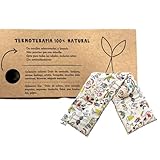 TERAPIA NATURAL CALOR O FRÍO:Diseñado para ser calentado en el microondas y aplicar calor seco, aliviando tensiones musculares, cólicos, dolores menstruales y rigidez articular. También puede utilizarse en frío (previa refrigeración) para reducir inflamaciones, golpes o migrañas.