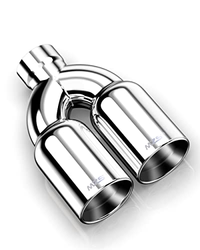 Image of MZS Dual Exhaust Tips 2.5 inch Inlet 3.5 inch Outlet Tailpipe Universal Silver 1Pcs