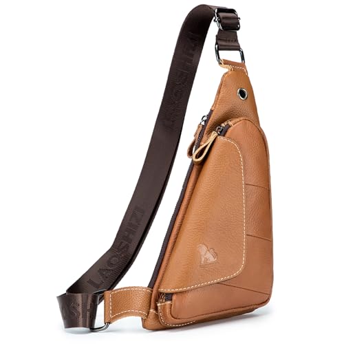 pundarika sacs bandoulière homme cuir sac poitrine sacoche pochettes homme-Marron
