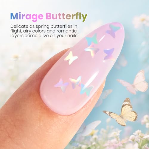 Image of Beetles Glitter Gel Top Coat 15 ml Mirage Butterfly Glitter Shine Top Coat | Long-Lasting for Gel Polish, Butterfly Sparkle Soak-Off UV /LED Gift for Women