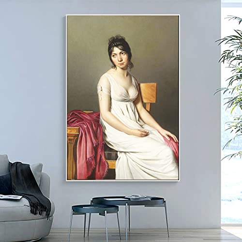 Zzpt Jacques Louis David Art Prints - Portrait Of A Young Woman In White Poster - Classical Paintings Classic Artwork Vintage Canvas Wall Decor For Living Room Bedroom Office Unframed #TOP1