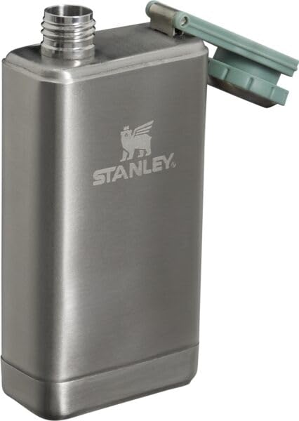 Image of Stanley Adventure Pre-Party Flask 5 oz | Leakproof Hip Flask | Hinge Connected Never Lose Cap | Insulated Stainless Steel Liquor Container | BPA-Free | Stainless Steel