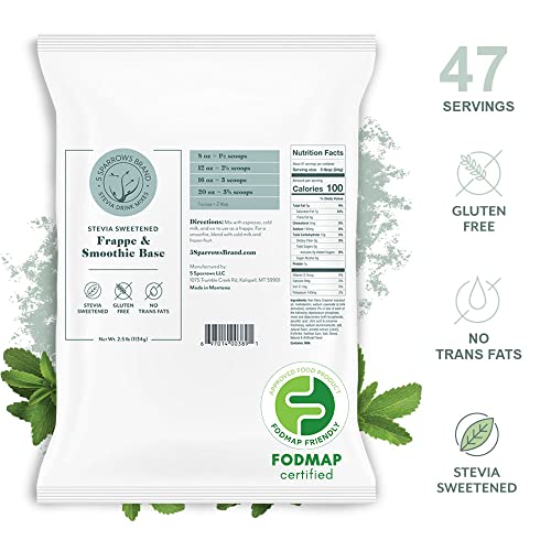 5 Sparrows Sugar-Free Frappe, Milkshake And Smoothie Base- Stevia, Diabetic Friendly, Low Fodmap - No Sugar Frappe, 40 Oz (2.5Lb) #TOP4