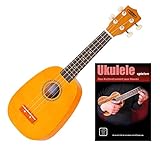 Classic Cantabile US-100P NAT Sopran-Ukulele Pineapple Set (originelle Sopran-Ukulele im Ananas-Design, 13 Bünden & Nylonsaiten, im Set inkl. Ukulelenschule mit Playalongs & Online-Trainingsvideos)