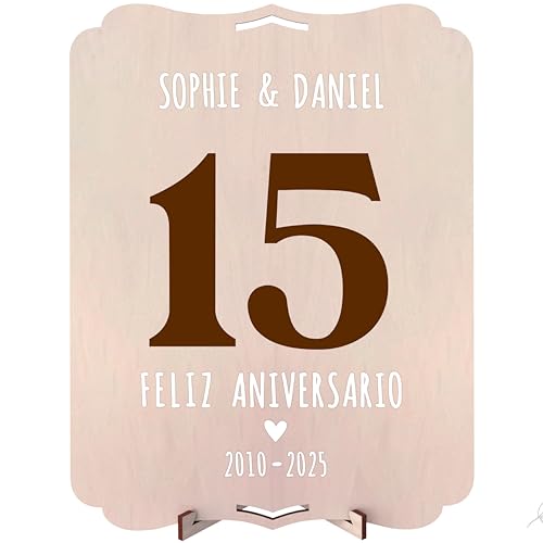 nagu® 15- Regalos Aniversario, Bodas, cumpleaños 15 años. Tarjeta felicitacion o topper e ideas originales de decoracion para hombres o mujer, en el Aniversario de madre y padre, mamá papá