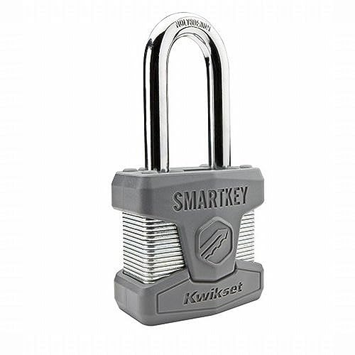 Kwikset 026SMT LNG SHKL PDL 50MM 50mm Smart Key Padlock Long Shackle, Satin Chrome
