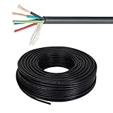 5-Core Power Cable, 1.5mm²-6mm² Flexible Copper Wire 300/500V, Flame-Retardant Waterproof PVC, for Lighting, Control Panels, and Industrial Equipment(100FT,1.5mm²)