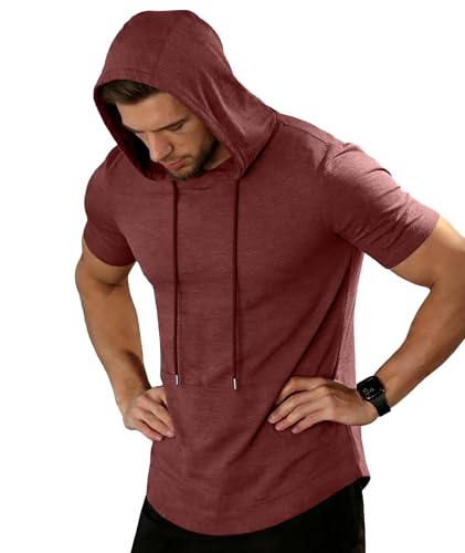 ZITY T-Shirt Sportiva Uomo con Cappuccio Maniche Corte Traspirante Palestra